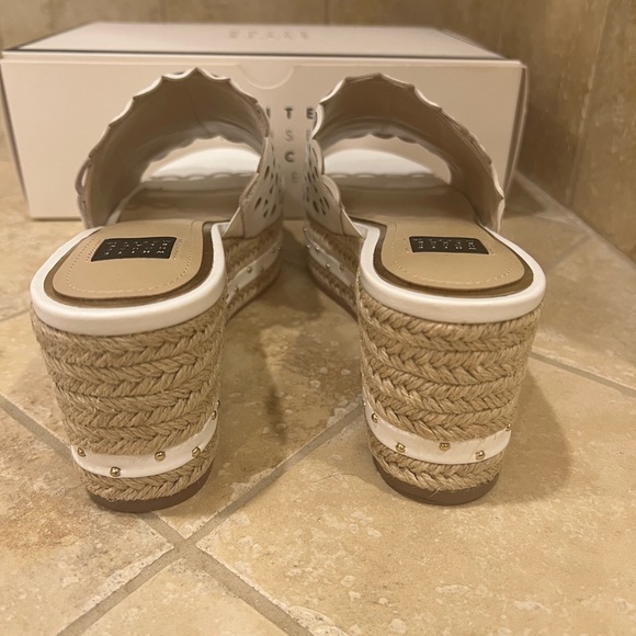 White House Black Market Laser-Cut Espadrille Wedge Slide Sandals - Picture 4 of 5